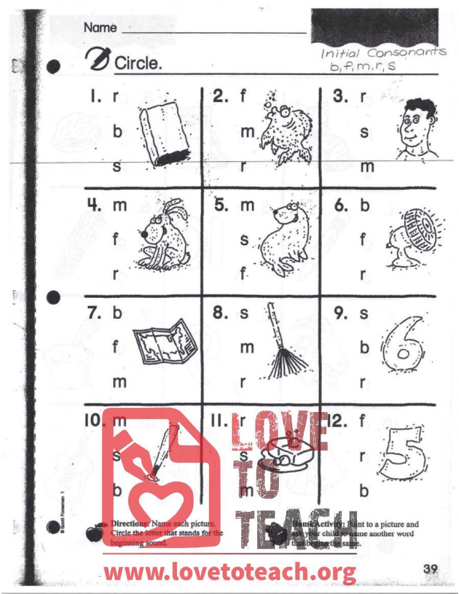 Initial Consonants - b, f, m, r, s