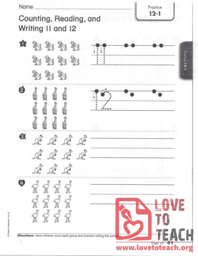 Counting, Reading, and Writing - 11 and 12