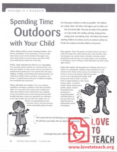 Spending Time Ourdoors with your Child