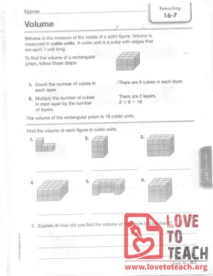 Finding Volume Worksheet