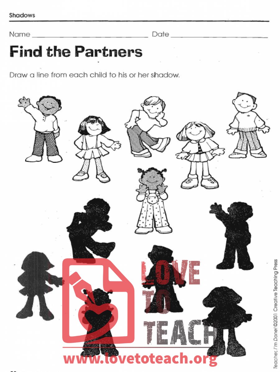 Shadow Matching Worksheets