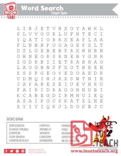 Wordsearch dragon types