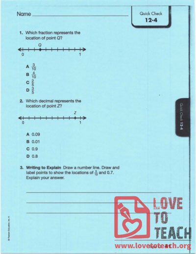 Fractions and Decimals Worksheet - With Answers