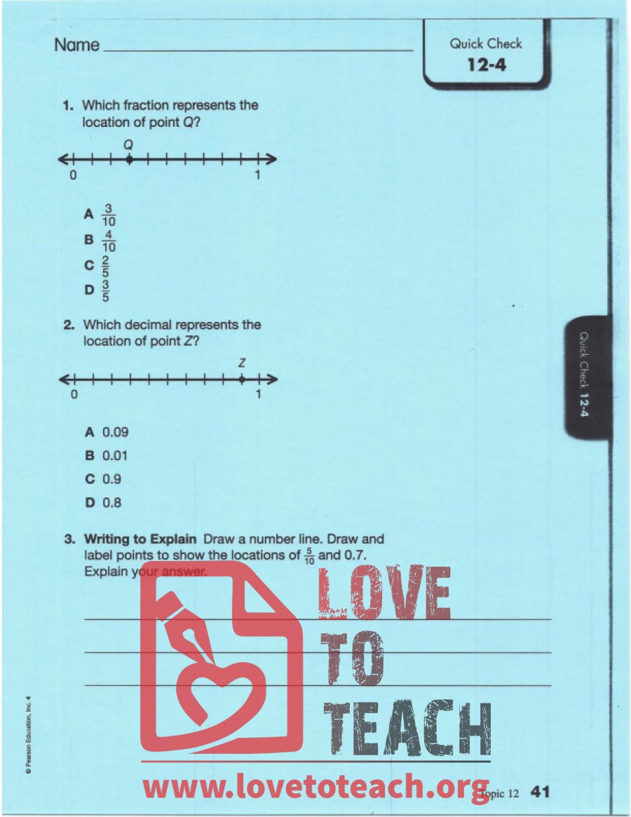 Fractions and Decimals Worksheet - With Answers