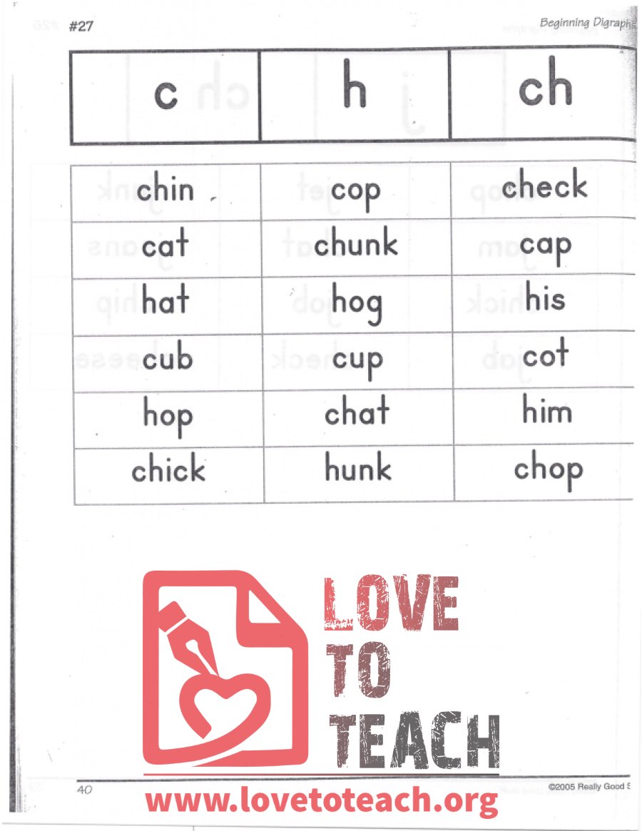 Beginning Digraphs - c, h, ch