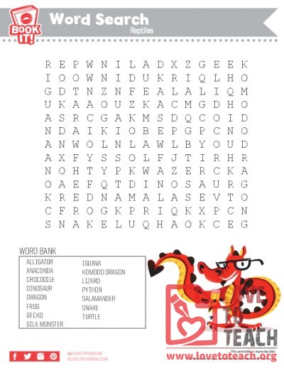 Wordsearch reptiles