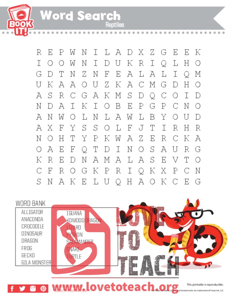 Wordsearch reptiles