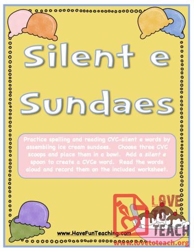 Silent &quot;E&quot; Sundaes (CVCe Activity)