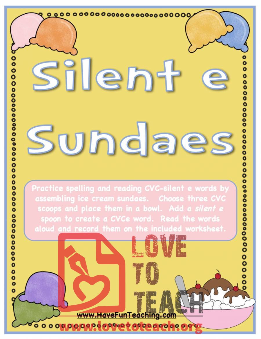 Silent "E" Sundaes (CVCe Activity)