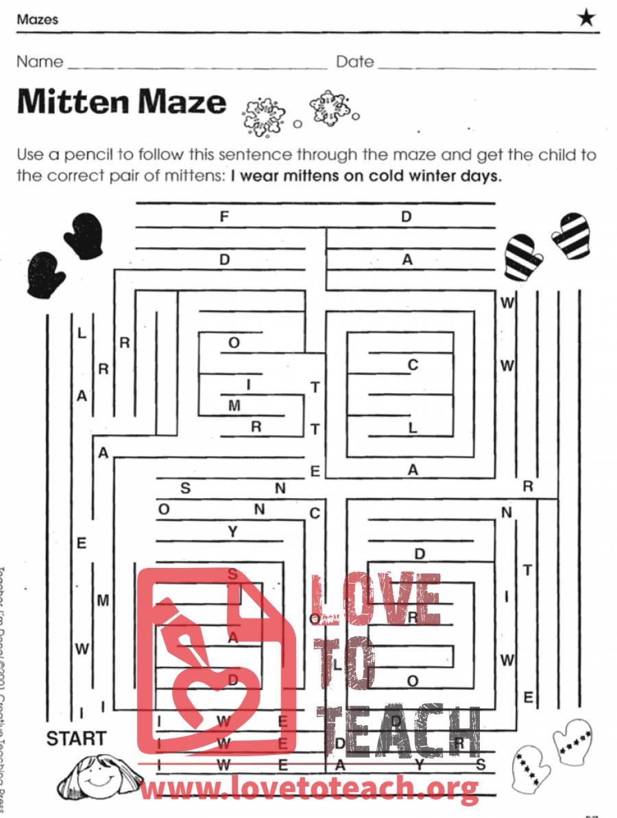Mitten Sentence Maze