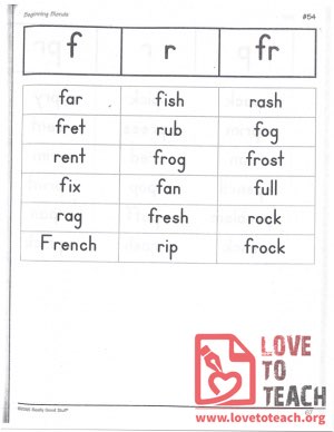 Beginning Blends - f, r, fr