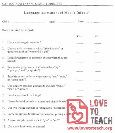 Mobile Infant Language Assessment Form