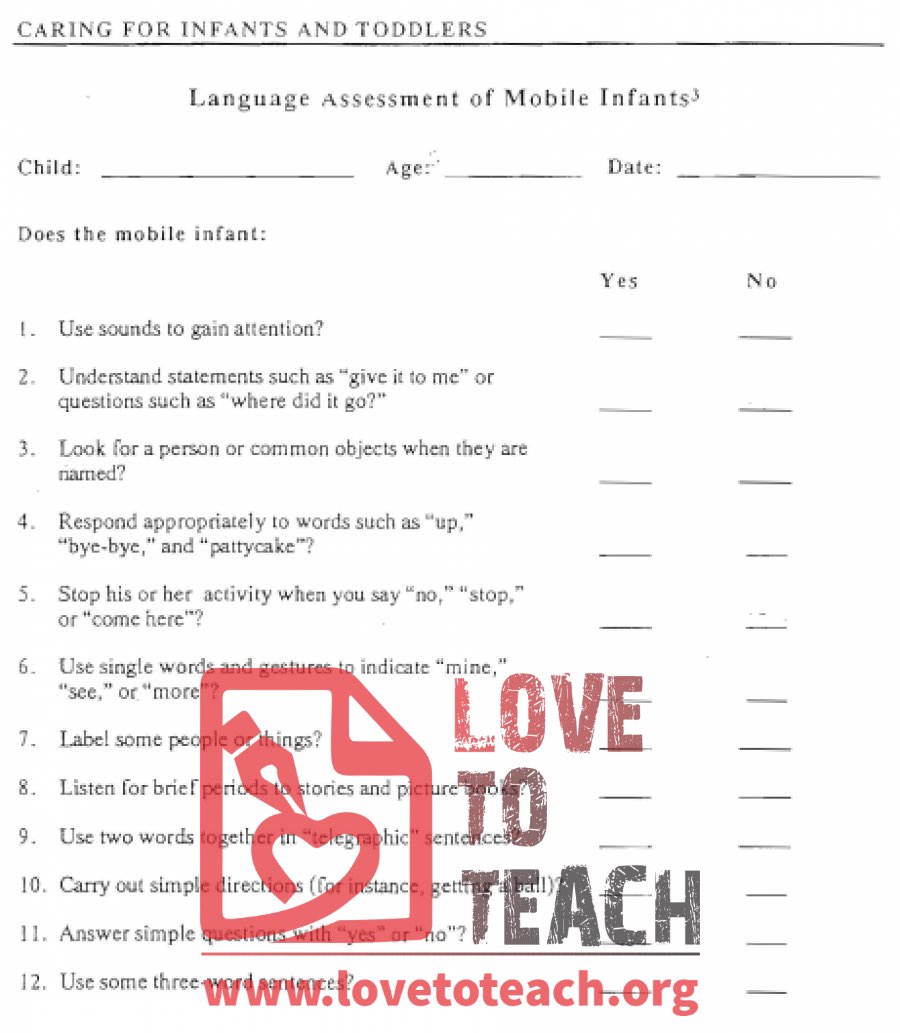 Mobile Infant Language Assessment Form