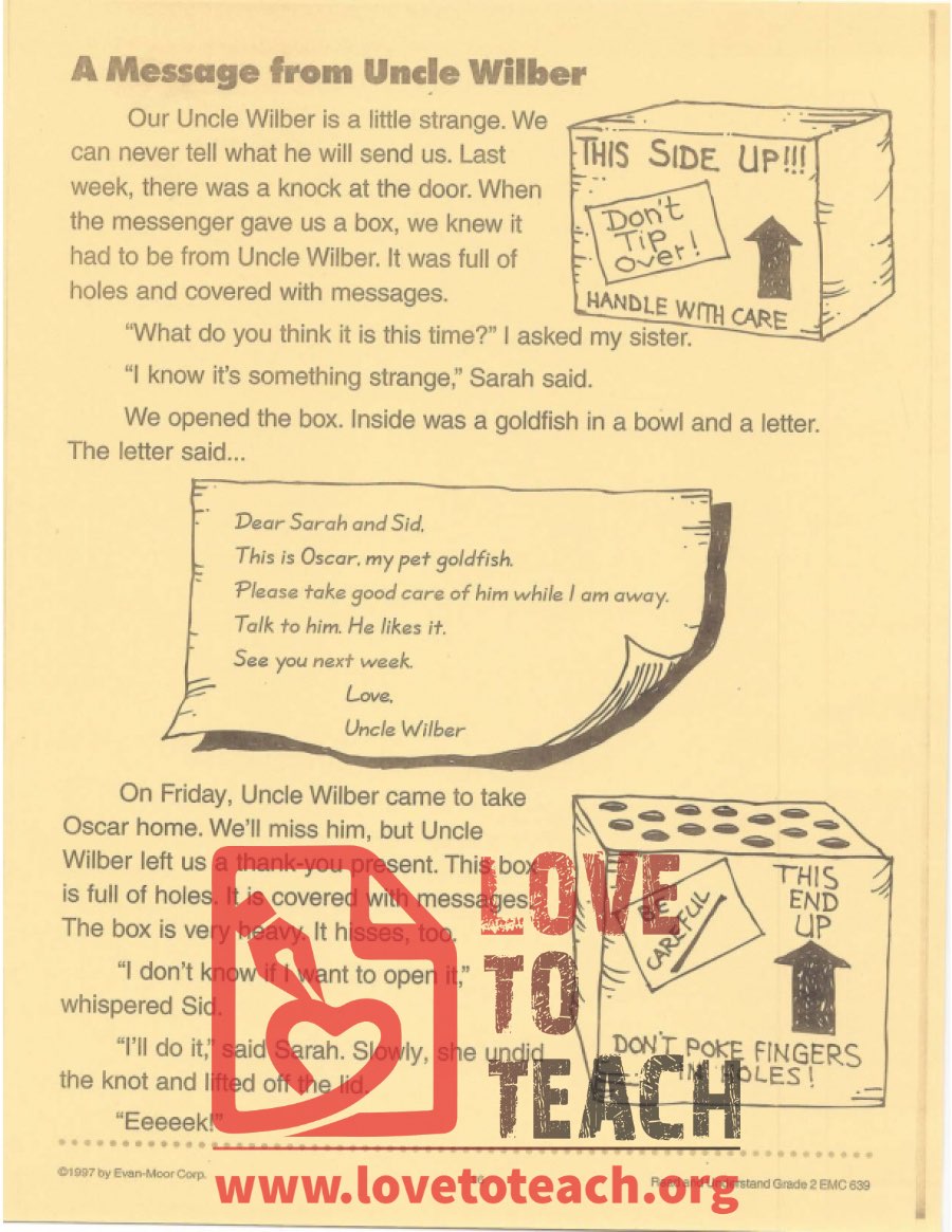 A Message from Uncle Wilber - Read and Understand Grade 2