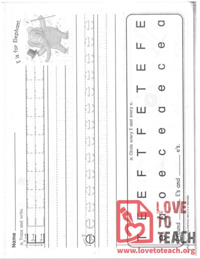 E - Letter Formation Practice Pages