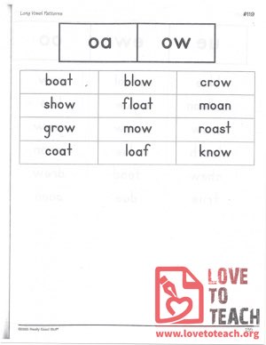 Long Vowel Patterns - oa, ow