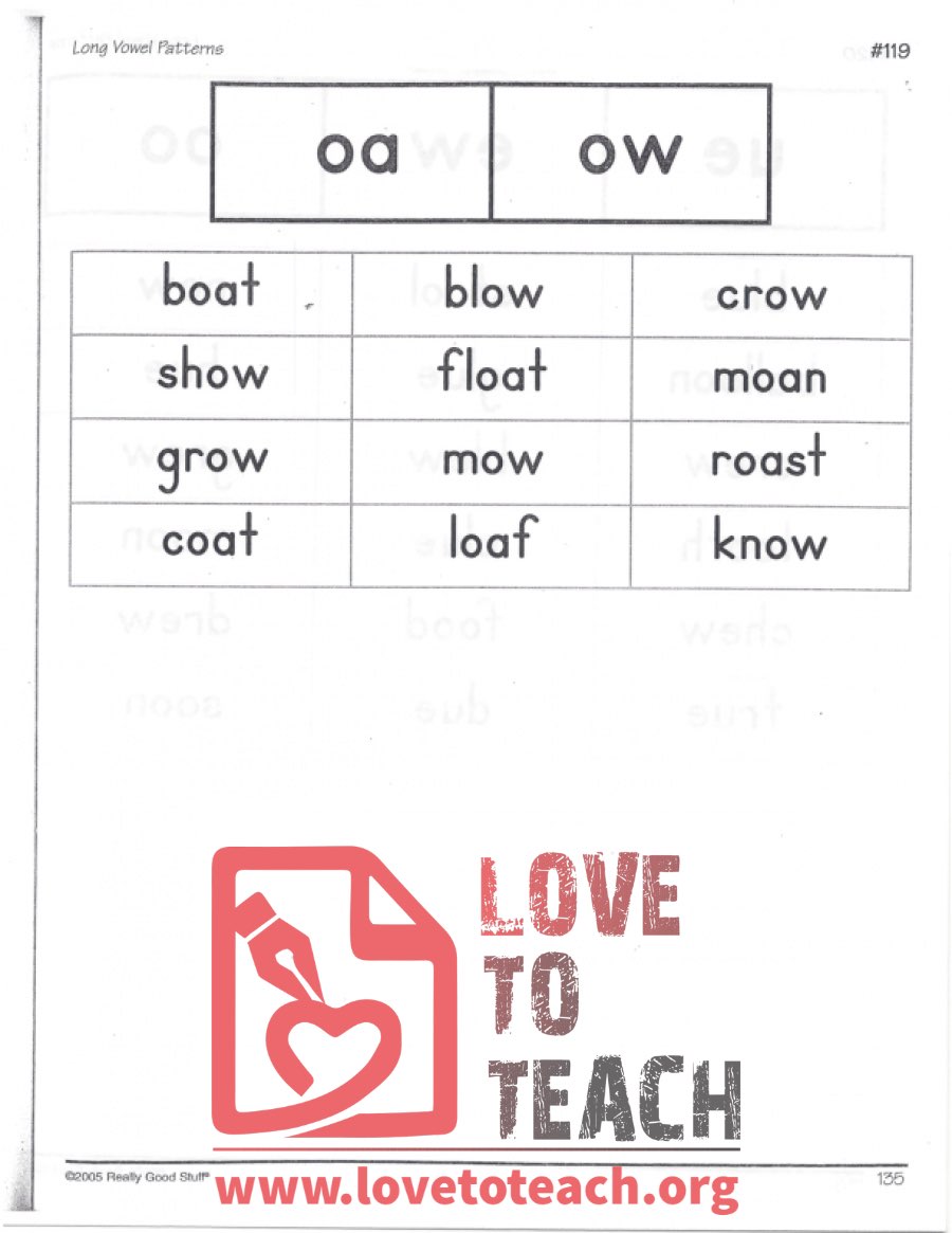 Long Vowel Patterns - oa, ow