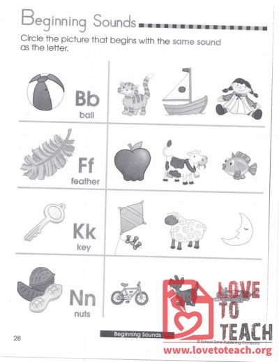 Beginning Sounds (letters B, K, F, N)