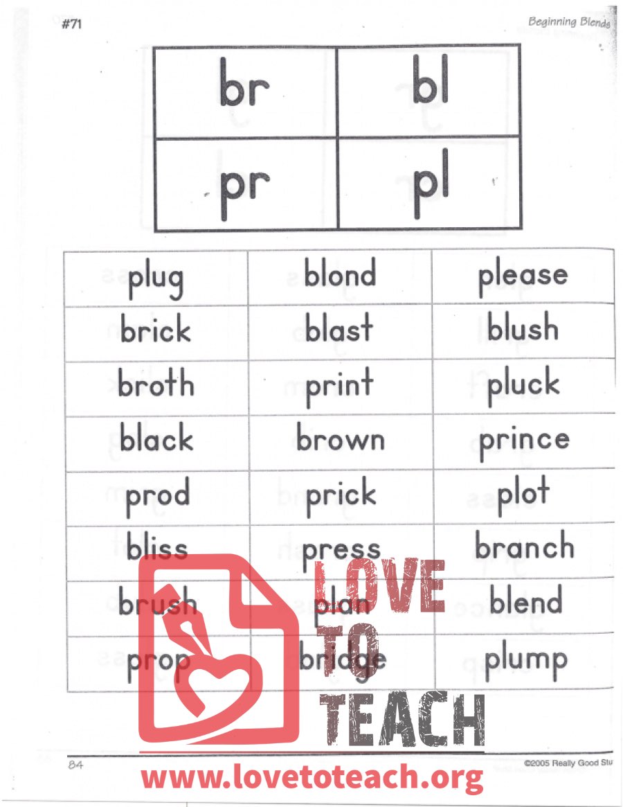 Beginning Blends - br, bl, pr, pl