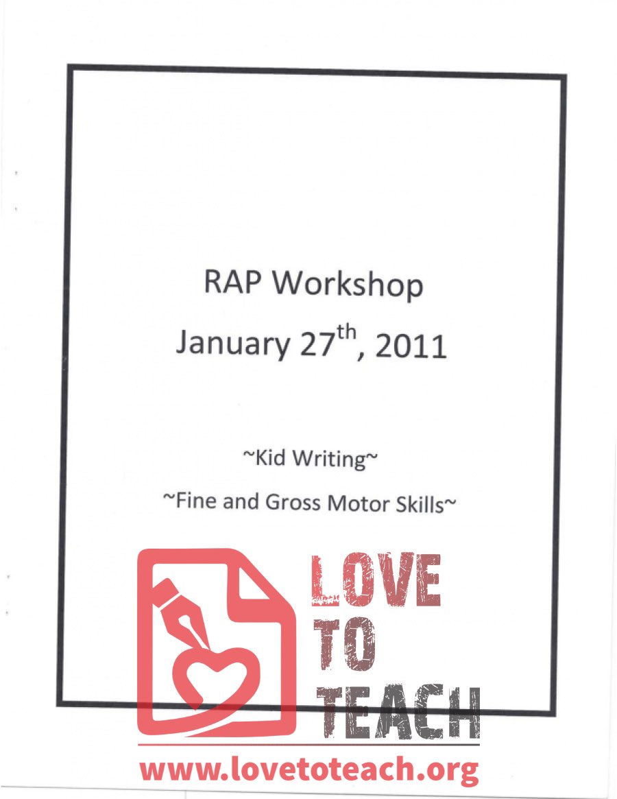 RAP Workshop - Kid Writing and Fine-Gross Motor Skills