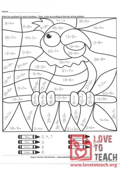 Division Coloring Sheet