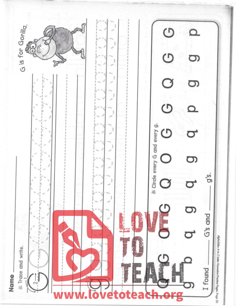 G - Letter Formation Practice Pages