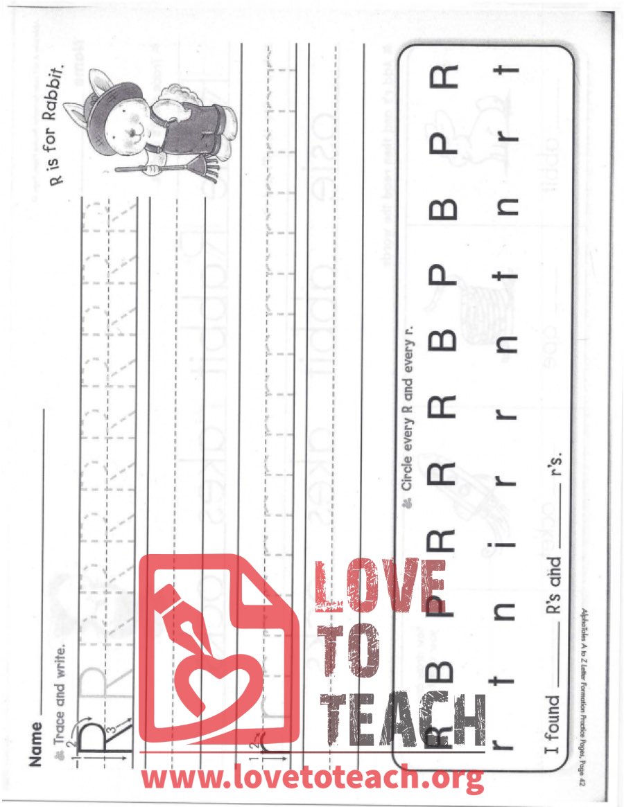 R - Letter Formation Practice Pages