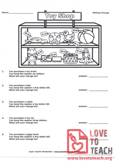 Making Change (with Answer Key)