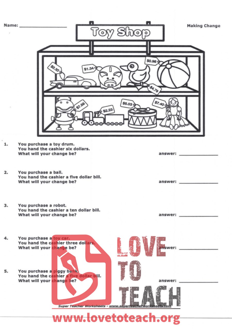 Making Change (with Answer Key)