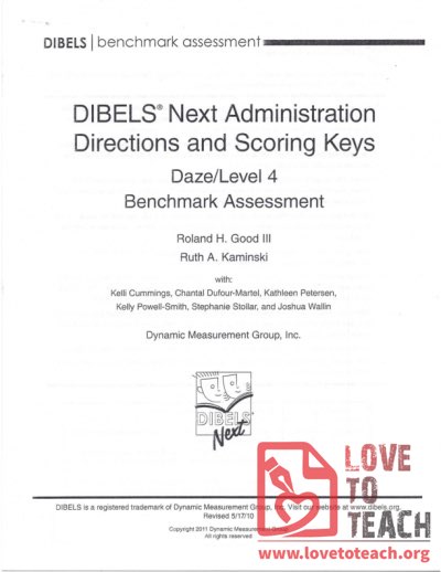 DIBELS Next Administration Directions and Scoring Keys