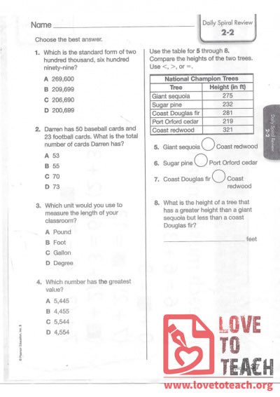 Math Review Worksheet