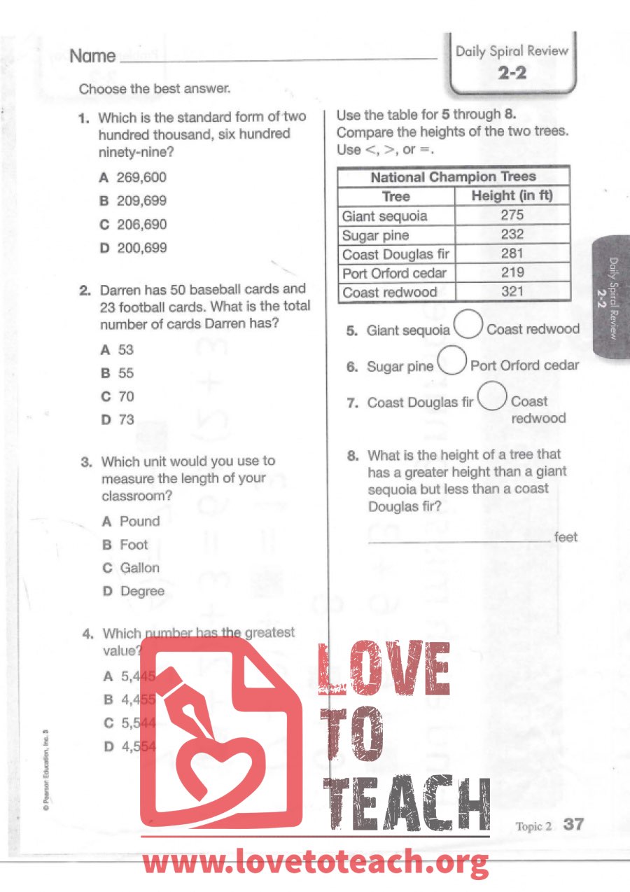 Math Review Worksheet