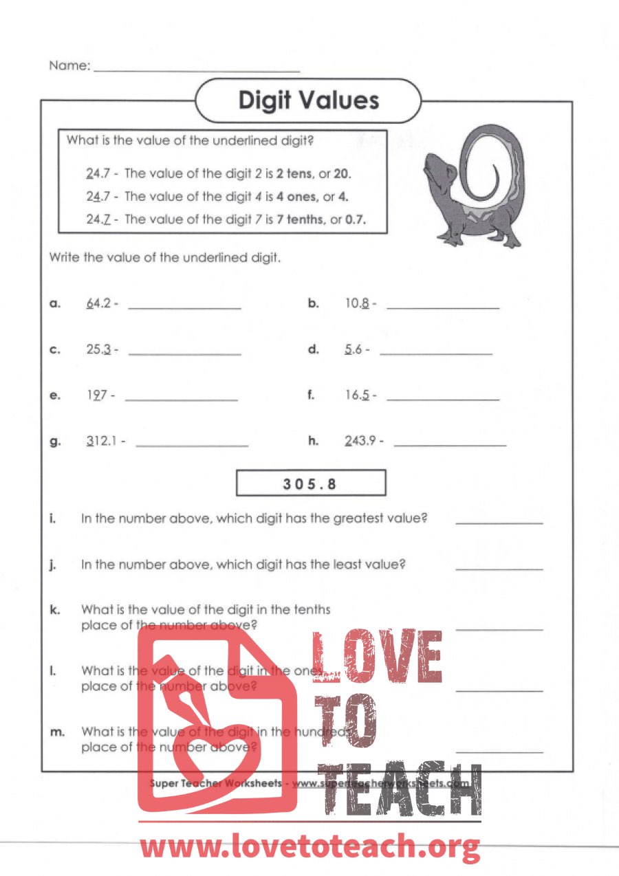 Digit Values (B) (with Answer Key)