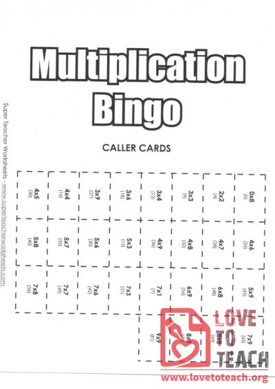 Multiplication Bingo - Caller Card