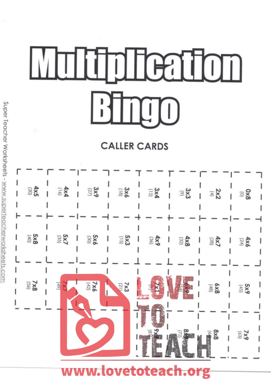 Multiplication Bingo - Caller Card