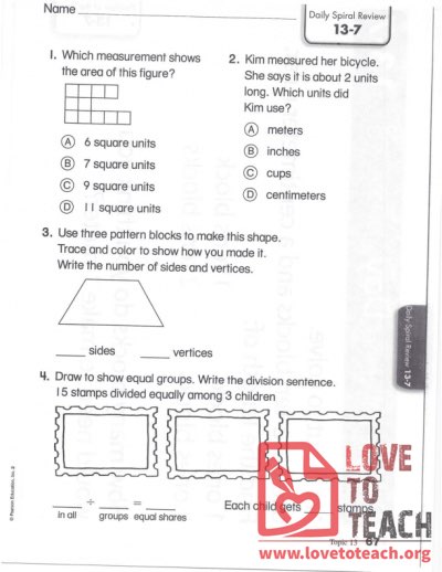 Area, Measurement, Shapes Review