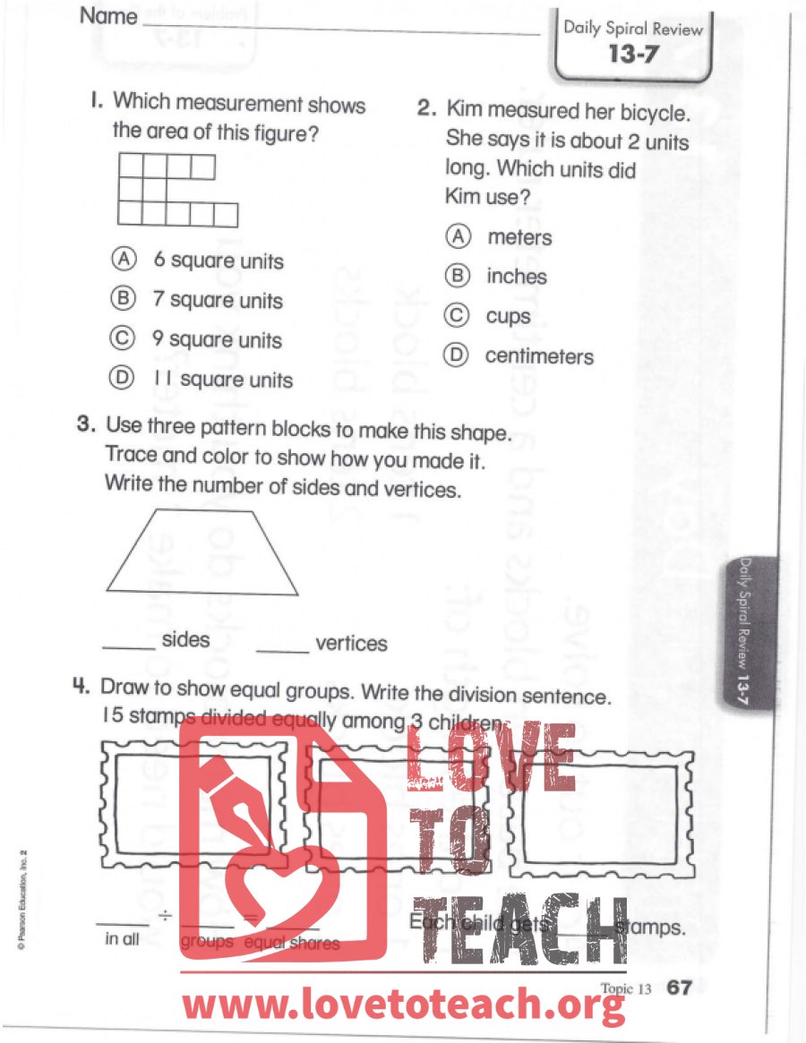 Area, Measurement, Shapes Review