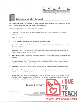 Literature Circle Notebook