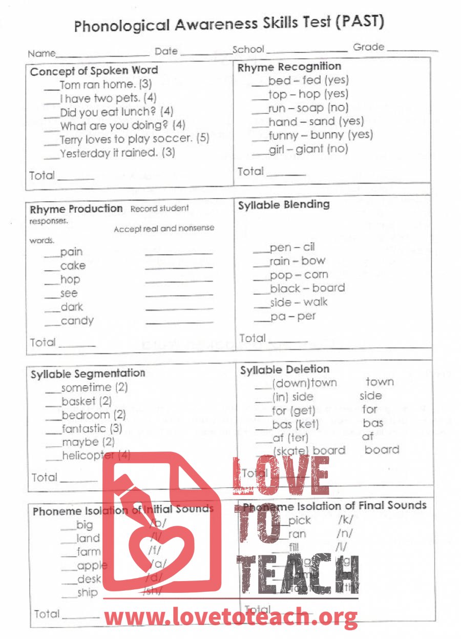 Phonological Awareness Skills Test