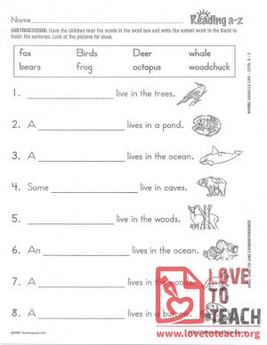 Where Animals Live - Fill-in-the-Blanks