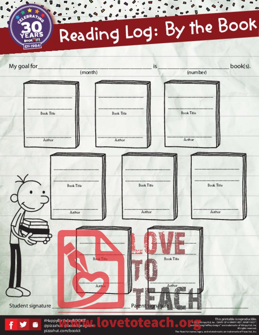 Diary of a Wimpy Kid Book Reading Log