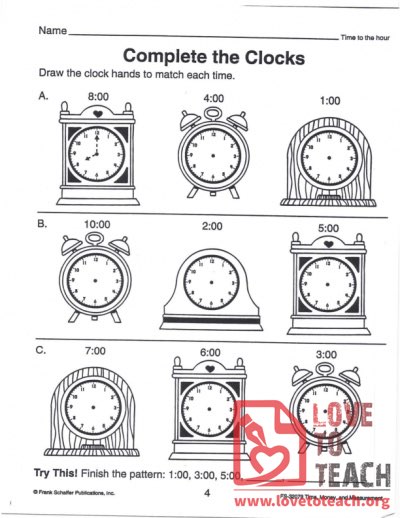 Complete the Clocks