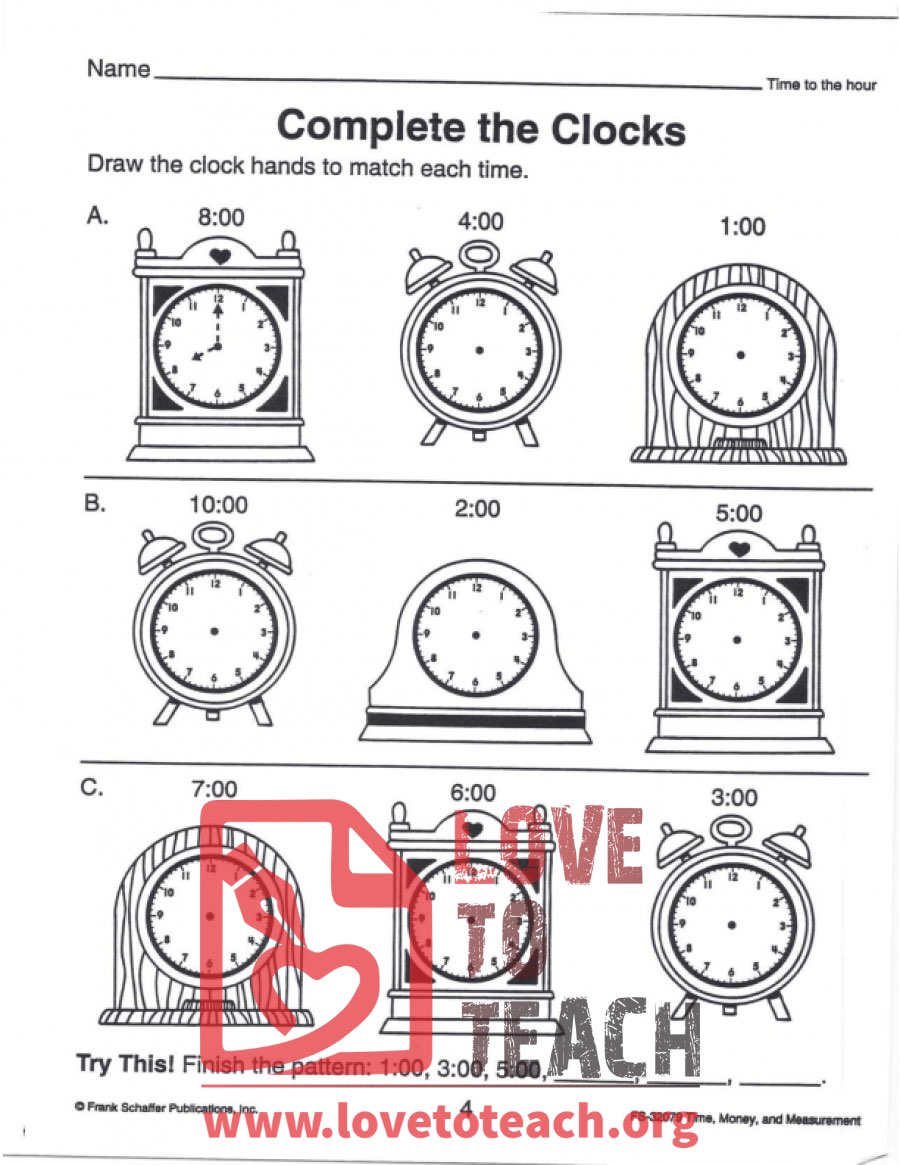 Complete the Clocks