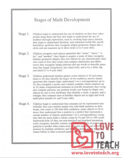 Stages of Math Development
