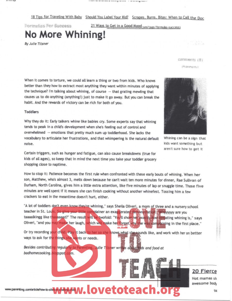 No More Whining! for Toddlers