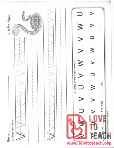 V - Letter Formation Practice Pages