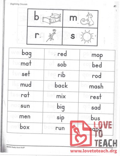 Beginning Sounds (letters B, M, R, S)