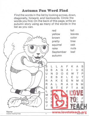 Autumn Fun Word Find