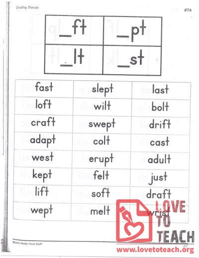 Ending Blends - _ft, _pt, _lt, _st