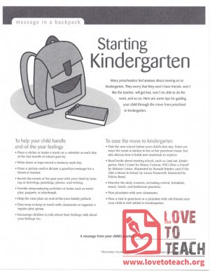 Message in a Backpack - Starting Kindergarten